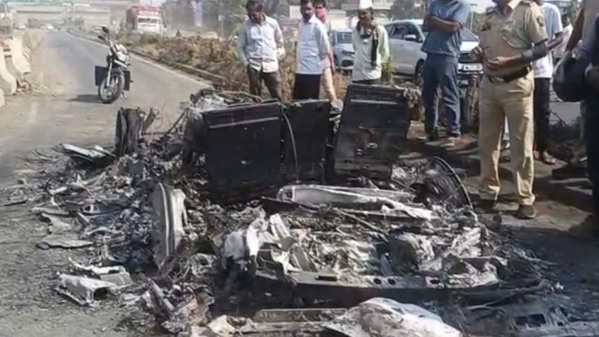 मुंबई-नासिक हाईवे पर BJP सांसद लुंबाराम की लग्जरी कार में लगी भीषण आग, बड़ा हादसा टला