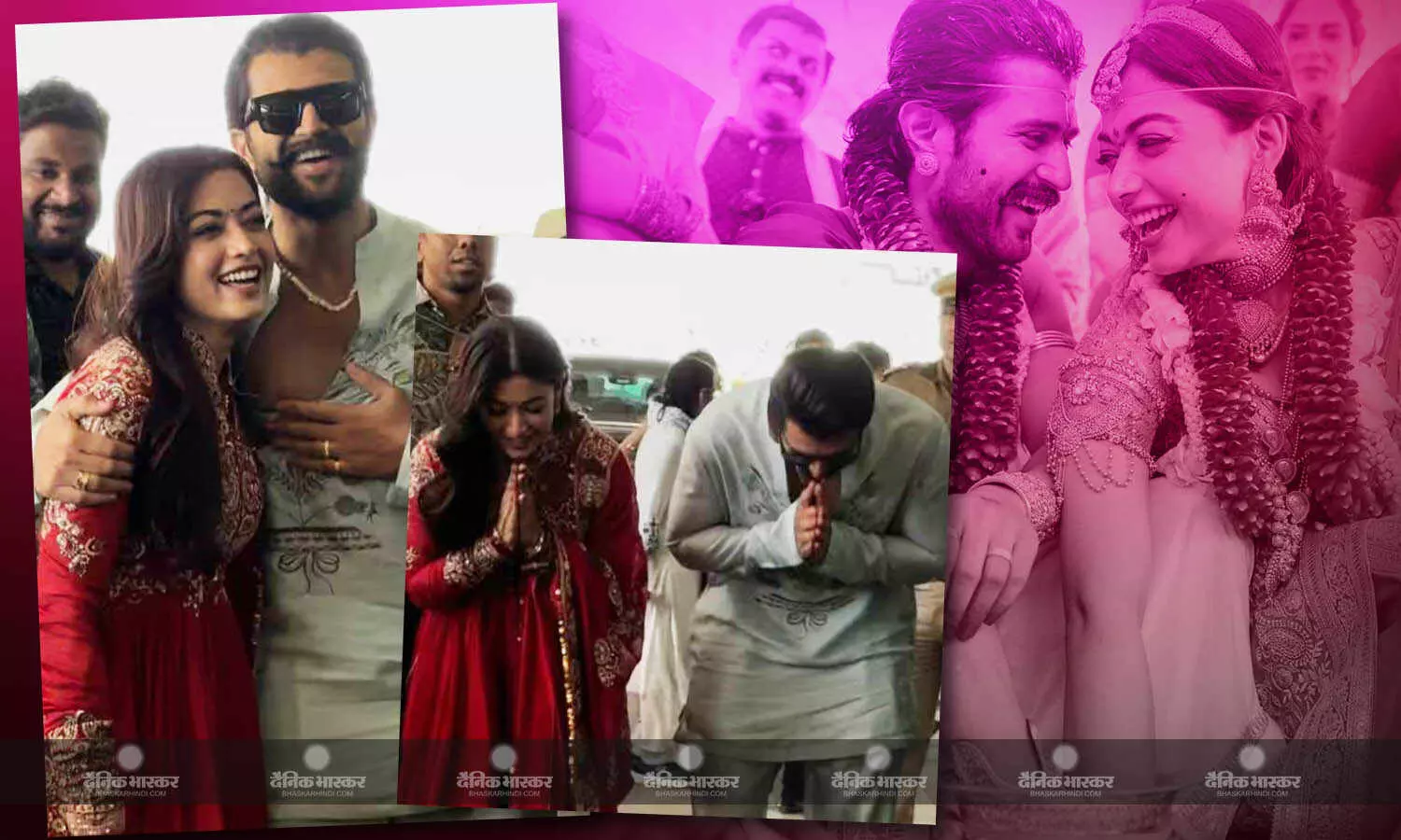 शादी के बाद पहली बार साथ दिखे रश्मिका मंदाना-विजय देवरकोंड, लाल सूट में एक्ट्रेस के चहरे पर दिखा नई दुल्हन वाला ग्लो