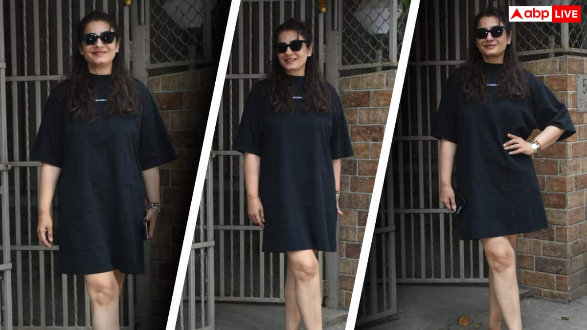 ब्लैक मिनी ड्रेस बेहद खूबसूरत लगीं रवीना टंडन, देखें एक्ट्रेस का स्टाइलिश लुक