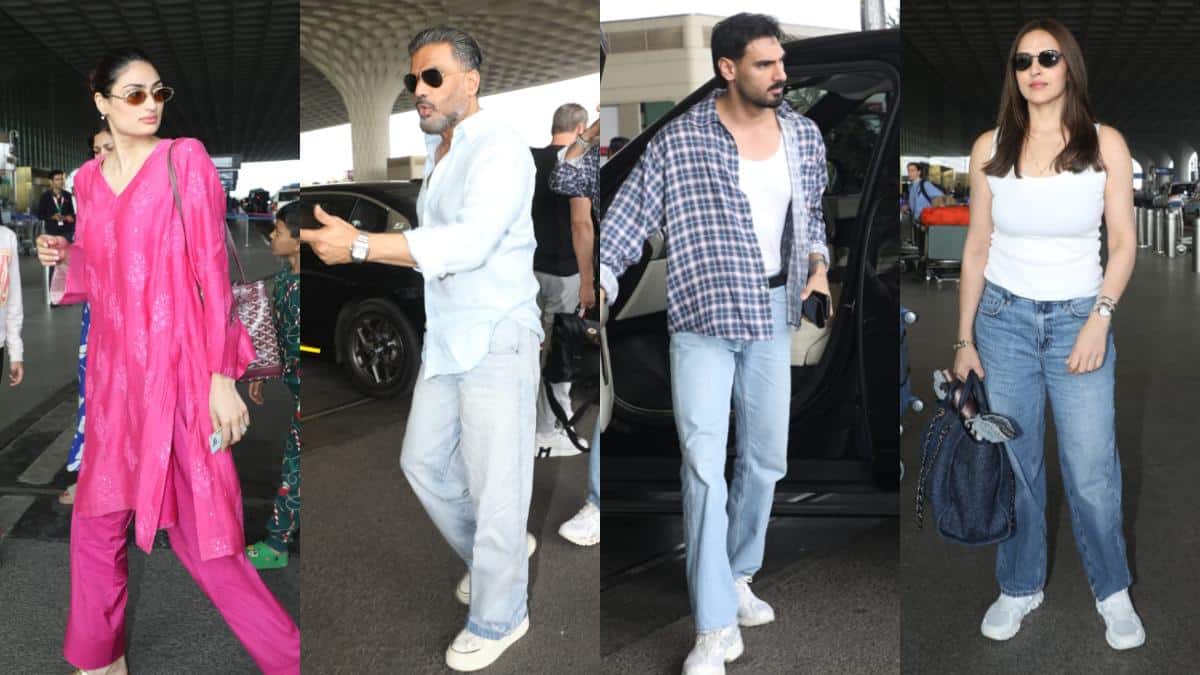 एयरपोर्ट पर कूल लुक में दिखीं ईशा देओल, पापा और भाई के साथ स्पॉट हुईं आथिया शेट्टी