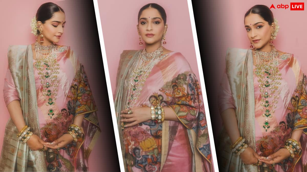 सोनम कपूर ने पिंक साड़ी में ढाया कहर, बेबी बंप फ्लॉन्ट कर जमकर दिए पोज