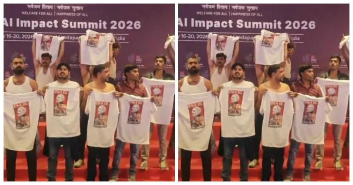 शर्मनाक! AI समिट में यूथ कांग्रेस का बवाल, शर्टलेस होकर PM मोदी के खिलाफ नारेबाजी; एक्शन की तैयारी में पुलिस