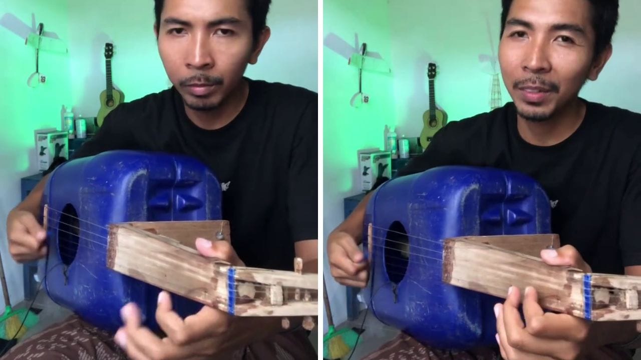 Viral Video: बंदे ने नीले ड्रम से बना डाला शानदार गिटार, धुन सुनकर लोग बोले- गजब कर दिए यार!