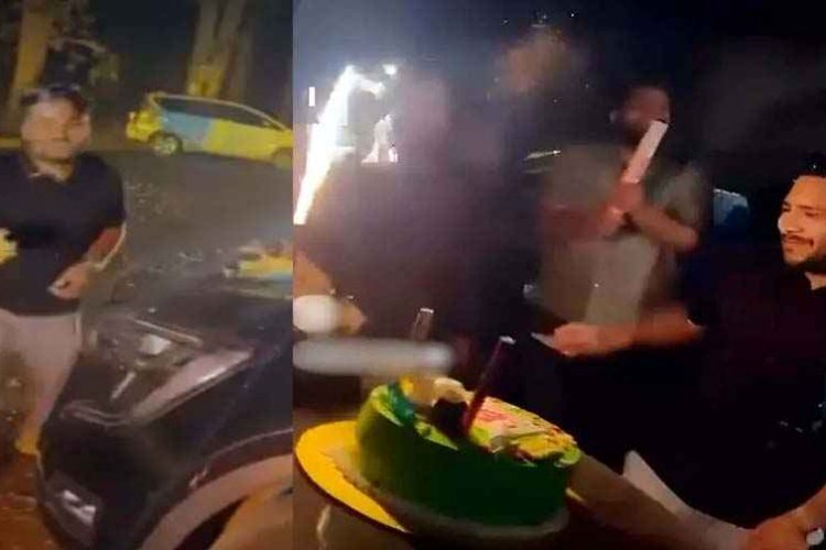 मनचलों का हाई&वोल्टेज ड्रामा, बोनट पर केक काटकर मचाया उत्पात, स्टेट हाईवे पर फोड़े पटाखे, गाड़ियों की लगी लाइन, आधे घंटे रुकी रही एंबुलेंस