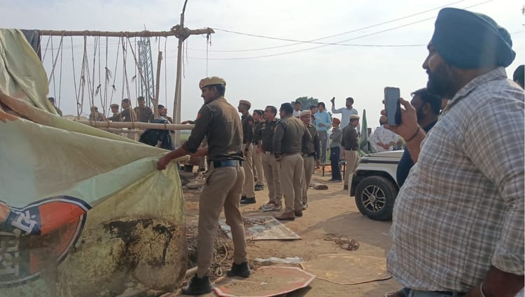 अंबाला में किसानों व पुलिस के बीच झड़प: उखाड़े टैंट व तंबू, किसानों ने दी हाईवे पर जाम की चेतावनी