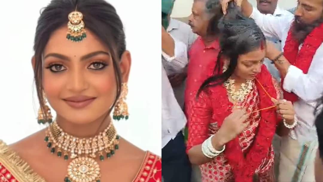 लाल साड़ी, माथे पर सिंदूर, महाकुंभ की मोनालिसा का ब्राइडल लुक हो रहा वायरल, देखें फोटोज