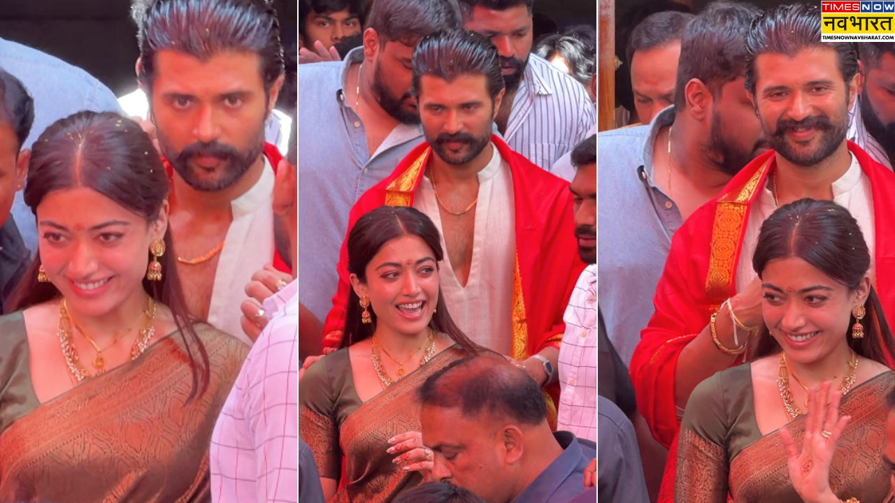 शादी के बाद तिरुपति बालाजी के दरबार में आर्शीवाद लेने पहुंचे रश्मिका-विजय, एक्ट्रेस की हाथों की मेहंदी खींचा ध्यान