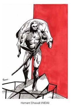 धवल के कार्टून का चयन चीन के इंटरनेशनल रेडमैन कार्टून प्रतियोगिता में