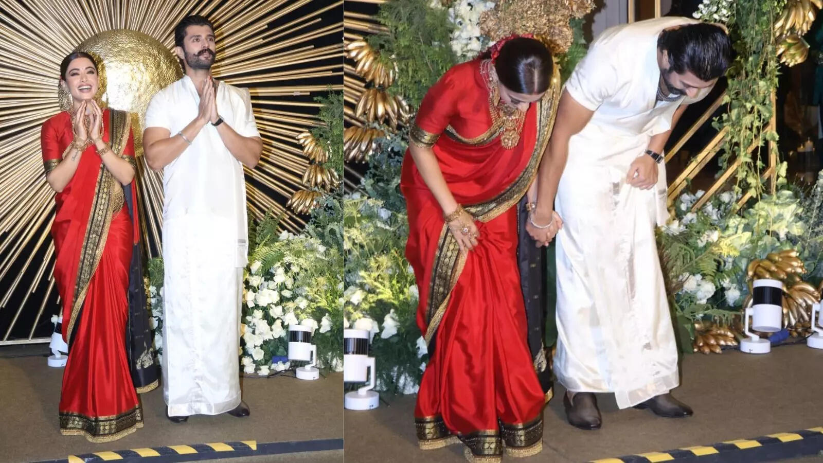 रश्मिका मंदाना और विजय देवरकोंडा ने रिसेप्शन में हाथ जोड़कर किया पैप्स का स्वागत, देखिए कौन-कौन पहुंचा