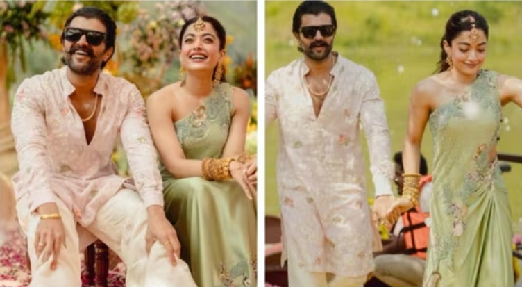 रश्मिका और विजय की शादी की हल्दी सेरेमनी की तस्वीरें वायरल, बसंती रंगों में सजे कपल ने जीता फैंस का दिल