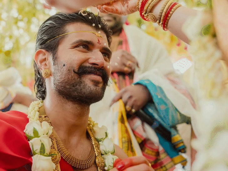 रश्मिका ने शादी में ‘लिविंग गॉडेस’ थीम वाले कपड़े-गहने पहने:विजय के हार पर थी बाघ की डिजाइन; PHOTOS में देखिए कपल की वेडिंग स्टाइल