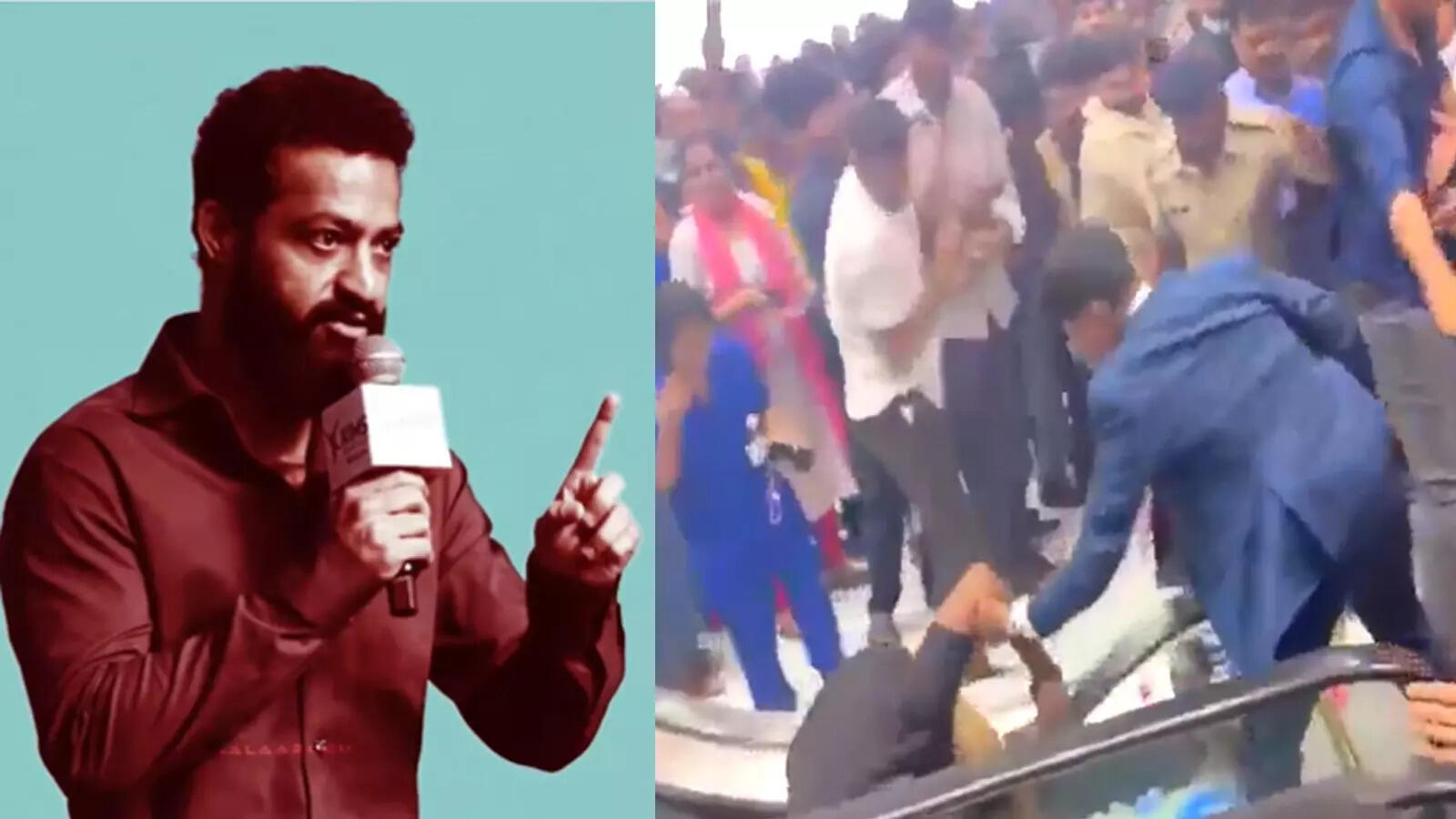 VIDEO: भीड़ का हुड़दंग देख जूनियर एनटीआर ने खोया आपा, बोले- मैंने कहा शांत, इधर-उधर गिरे लोग