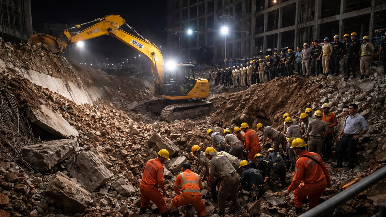 Gurugram Construction Accident: 60 फीट गहरे बेसमेंट में फंसे मजदूर-7 की मौत-Video