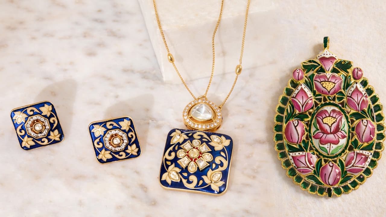 Meenakari Pendant Design: कम सोना, ज्यादा रंगत... ये 5 रंग बिरंगे पेंडेंट देंगे रॉयल ट्रेडिशनल लुक