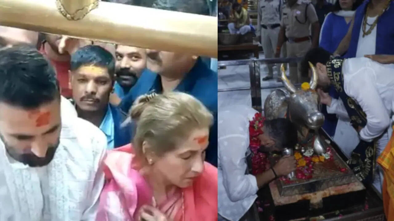 भूत बंगला की रिलीज से पहले अक्षय कुमार ने महाकाल के किए दर्शन, सासू मां डिंपल कपाड़िया भी दिखीं साथ