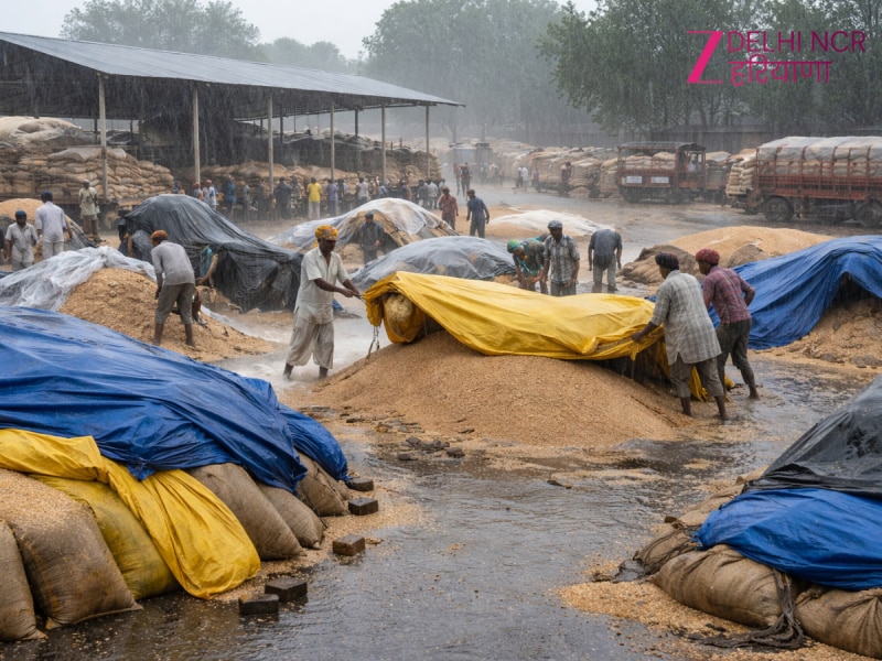 Haryana Rain: हरियाणा में बारिश का कहर! झज्जर मंडी में हजारों क्विंटल गेहूं भीगा, किसान बेहाल