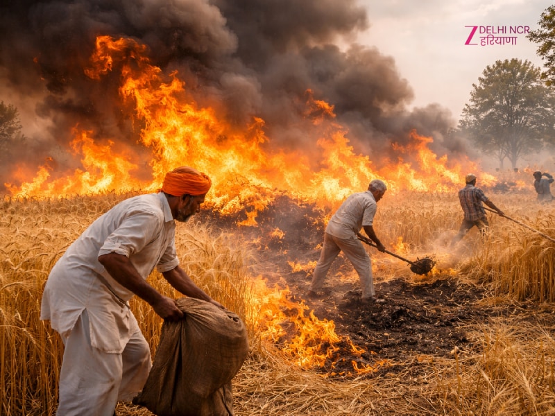 हरियाणा में भीषण अग्निकांड, 25 एकड़ गेहूं की तैयार फसल जलकर राख; किसानों के अरमानों पर फिरा पानी