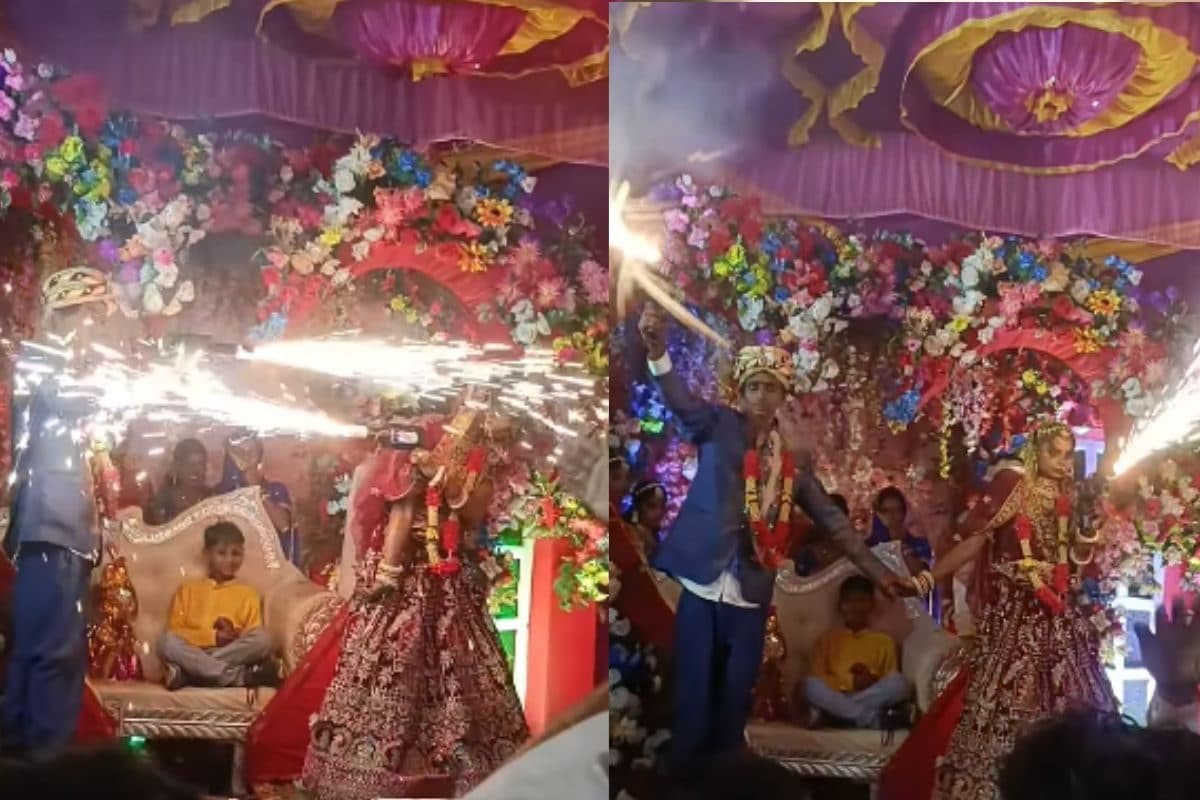 शादी में हुआ कुछ अनोखा, दूल्हा-दूल्हन ने एक-दूसरे पर उड़ाईं चिंगारियां, लोग बोले- 'वेडिंग है या वेल्डिंग!'