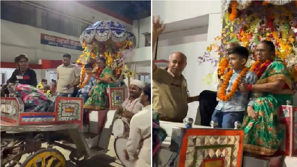 UP: दूल्हे की बरात की तरह दरोगा की हुई विदाई, बग्घी पर बैठाकर ले जाया गया, वीडियो हो रहा है वायरल